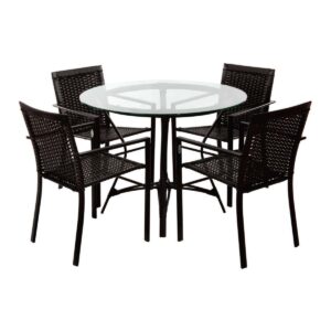 Conjunto de Mesa de Jantar Paris, 4 cadeira e mesa com tampo de vidro.